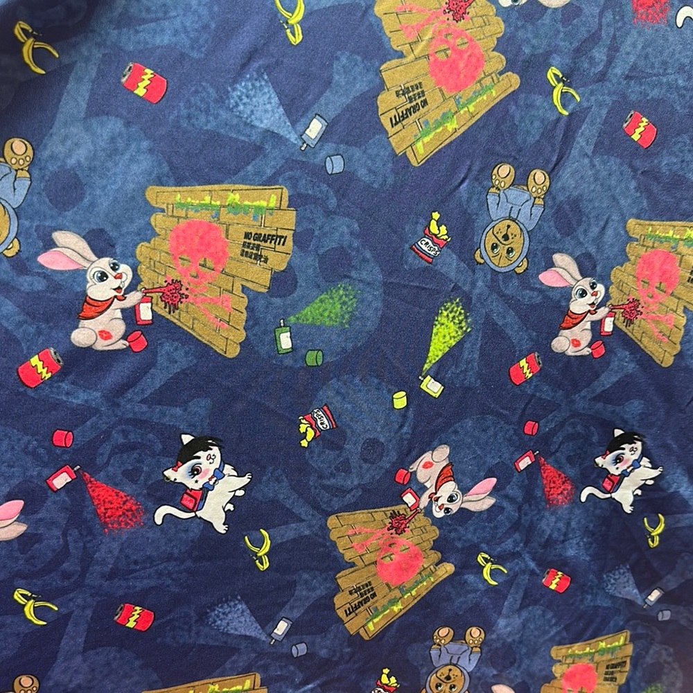 LINDY BOP Graffiti Animals Skulls Faux Wrap Surplice Dress US 8 - Picture 2 of 11